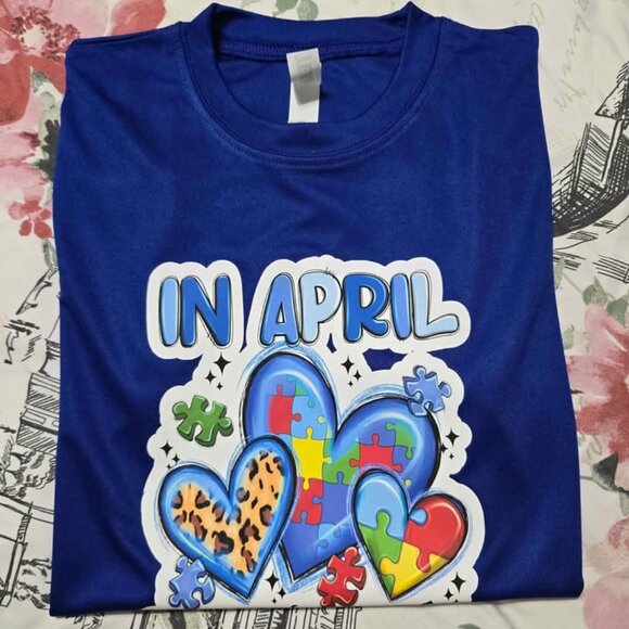 NEW Autism Awareness Royal Blue Dri-Fit Active Tshirt Unisex Youth Size XS (4/6) - Picture 2 of 3